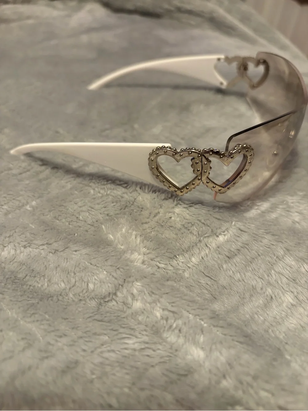 Rhinestone Rimless Shield Sunglasses - Silver Tint